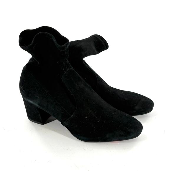 Stuart Weitzman Yulianna Ankle Boots 7 Black Suede Bootie NWOT Heel - Picture 5 of 9